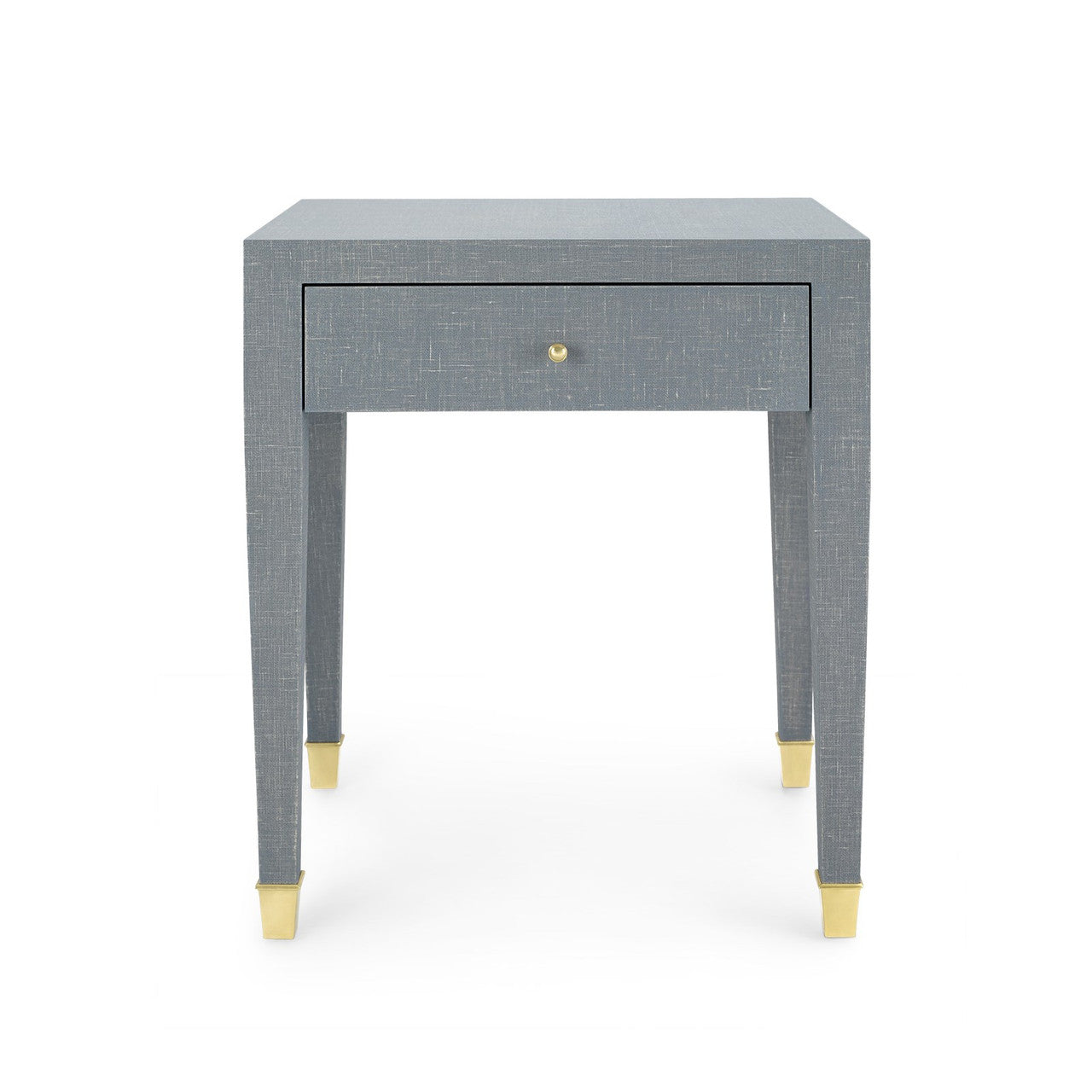 Claudette 1-Drawer Side Table, Washed Winter Gray, Brass