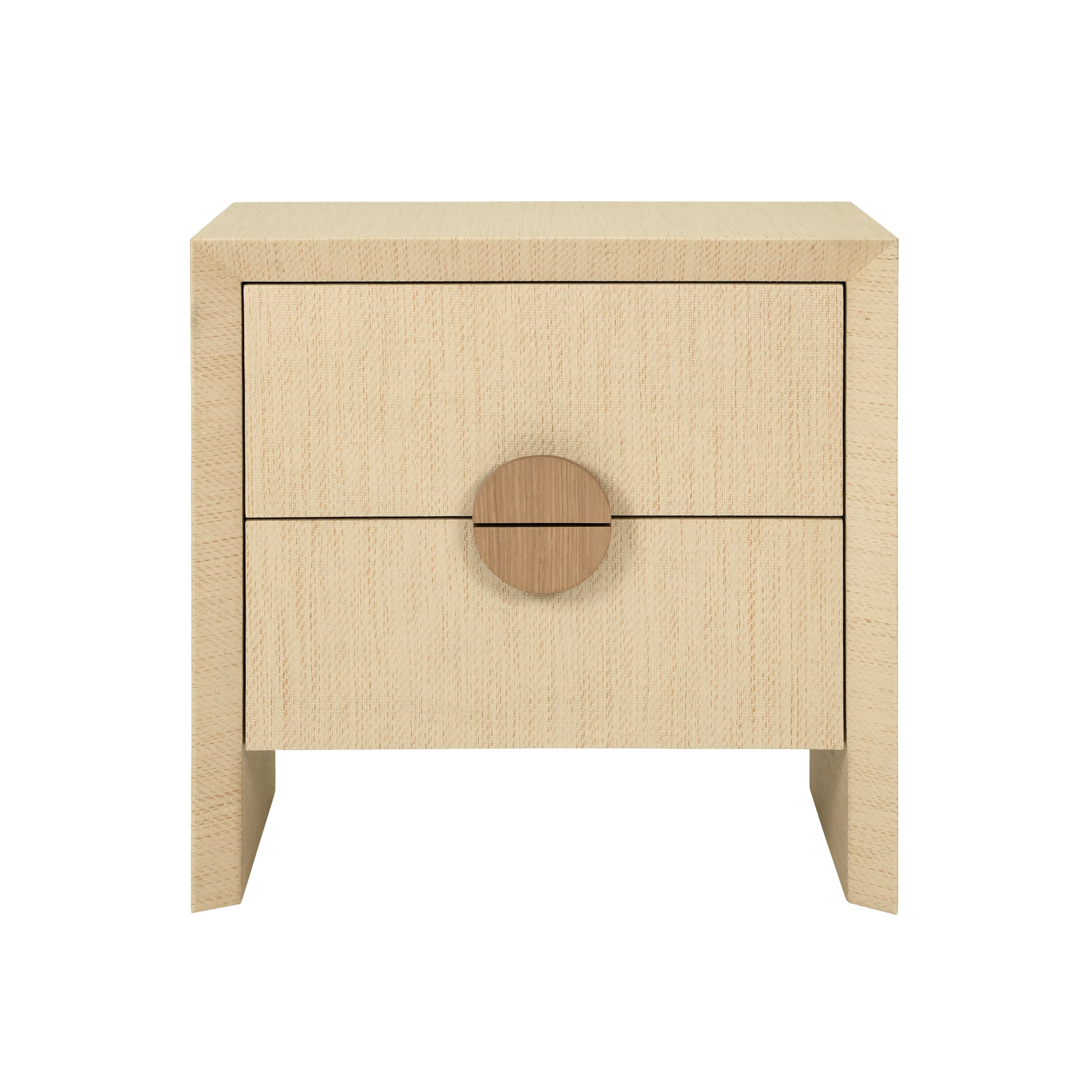 Ezra Modern Classic Natural Grasscloth Side Table