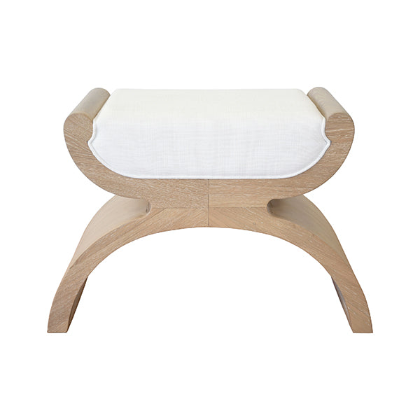 Janna Rustic Lodge Brown Oak White Upholstered Seat Stool