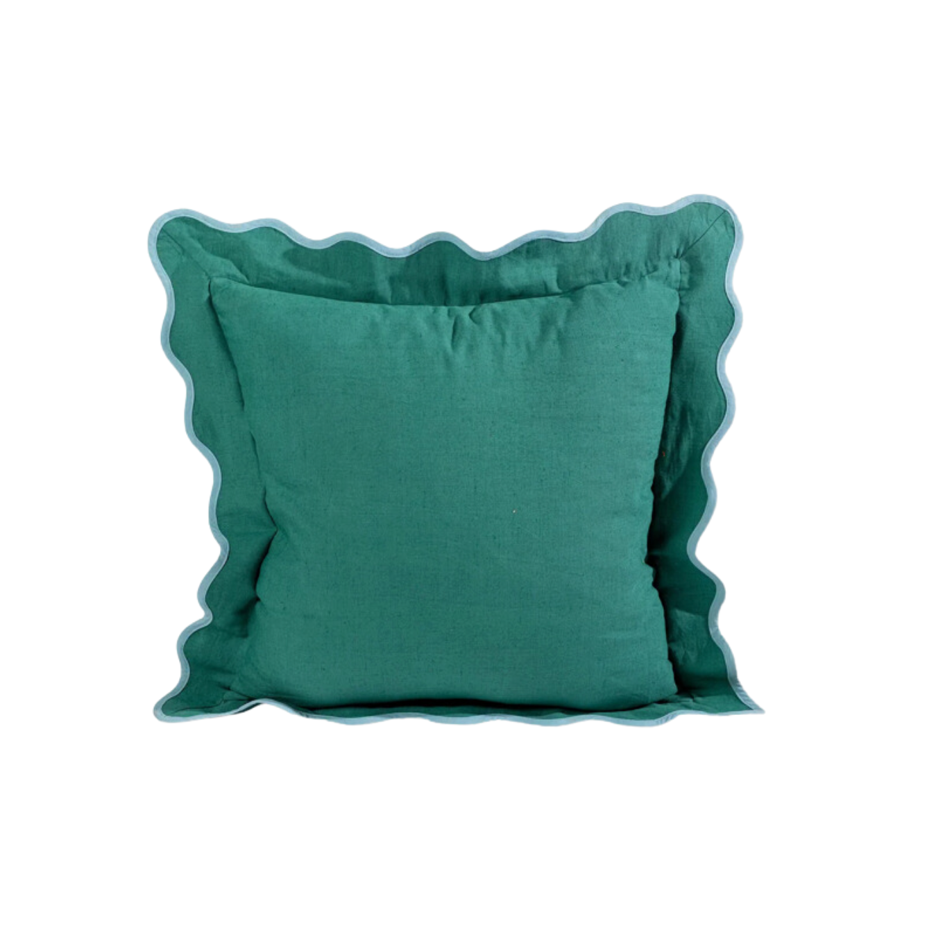 Green & Aqua Linen Scallop Pillow Pair