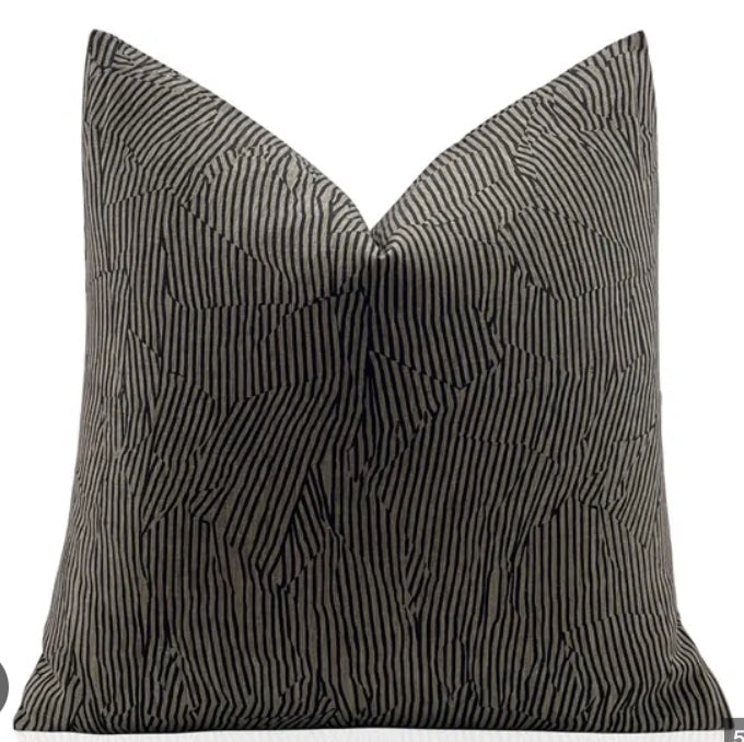 Pair of 24x24 Kelly Wearstler Designer Avant pillows in linen black