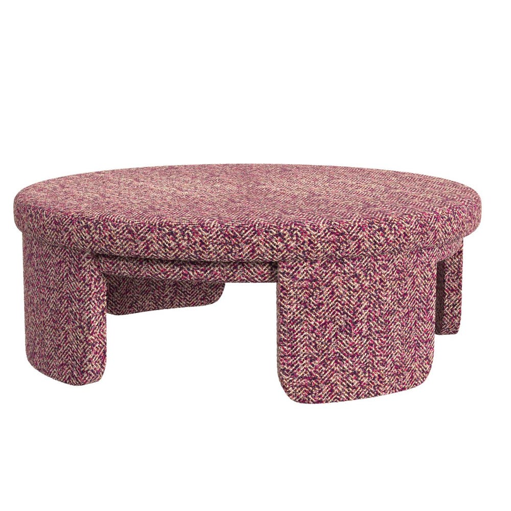 Give It A Rest Ottoman, Round - Tweedy Bird Purple Finch
