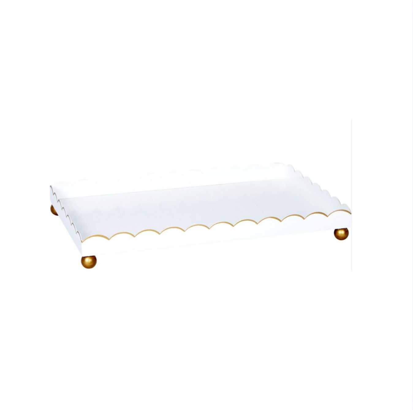 Rectangular Eloise White & Gold Scallop Tray