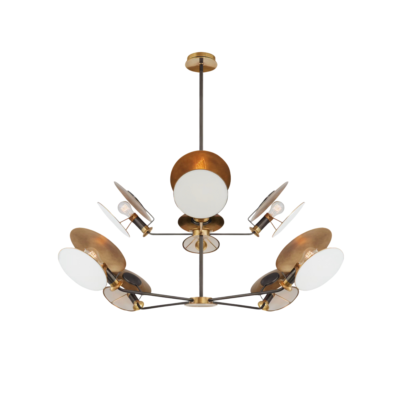 Osiris Large Reflector Chandelier Bronze and Antique Brass