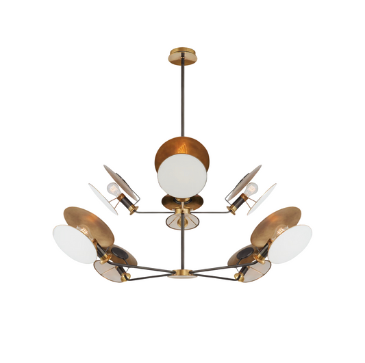 Osiris Large Reflector Chandelier Bronze and Antique Brass