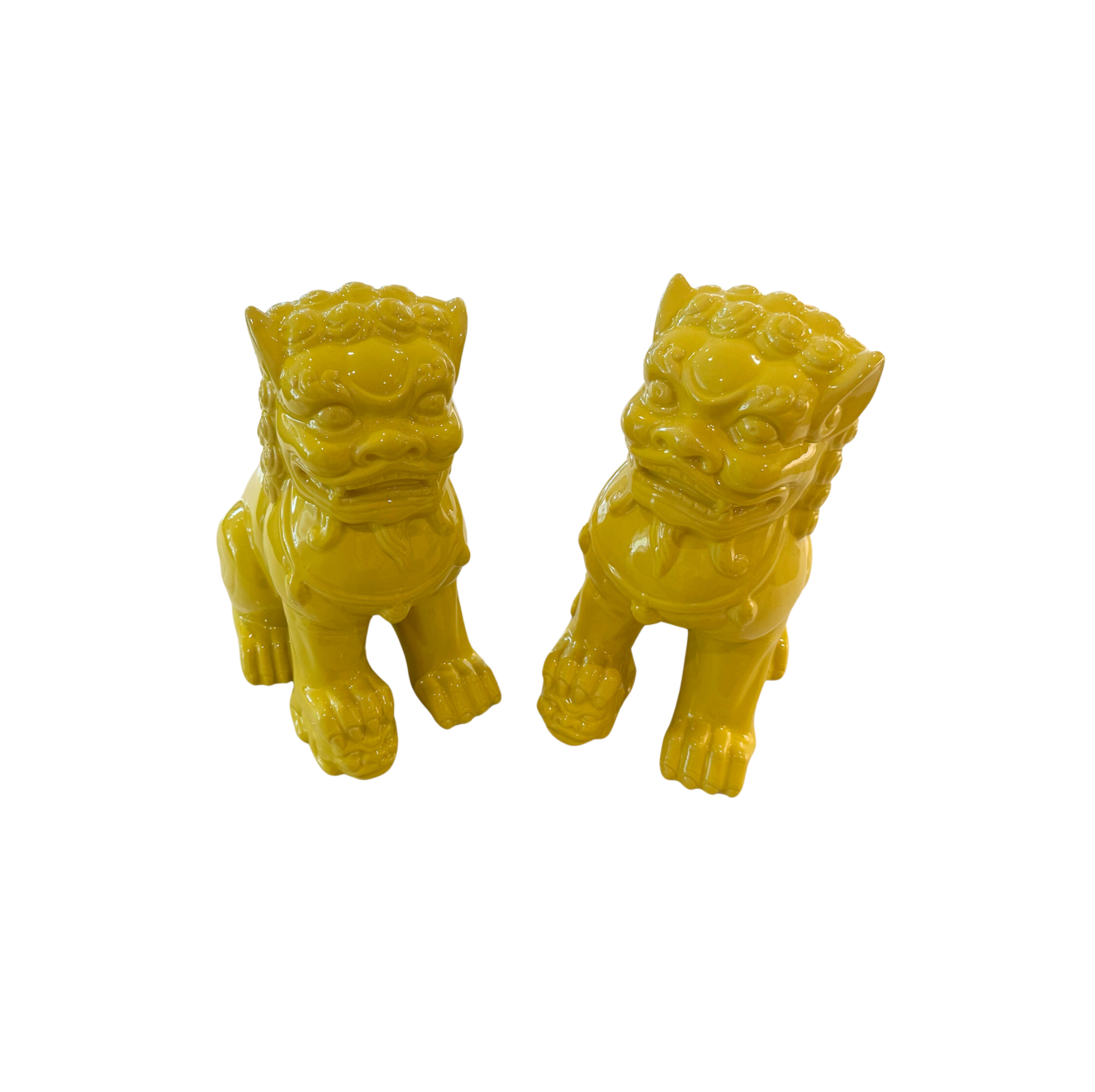 Yellow Foo Dog Chinese Dragon Pair