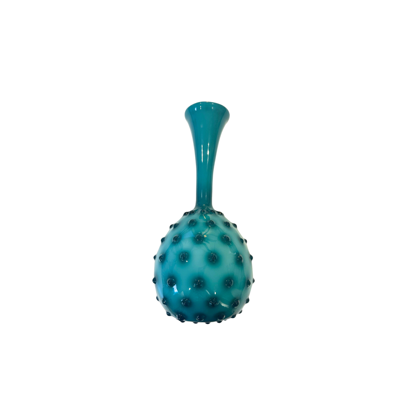 Vintage Teal Blown Glass Vase