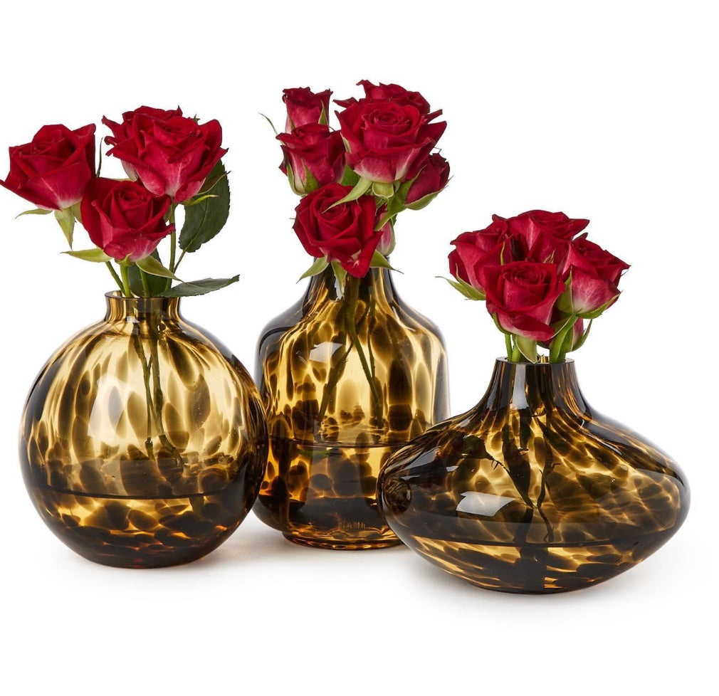Set of 3 Tortoise Print Vases